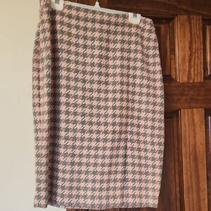 Talbots Pink And Grey Pencil Skirt Knee-Length Tweed
